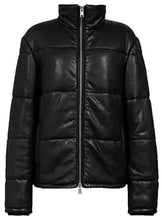 Load image into Gallery viewer, Men’s Leather Puffer Jacket Black - Shearling leather