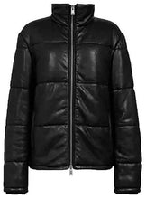Load image into Gallery viewer, Men’s Leather Puffer Jacket Black - Shearling leather