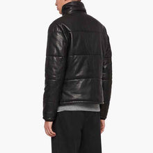 Load image into Gallery viewer, Men’s Leather Puffer Jacket Black - Shearling leather
