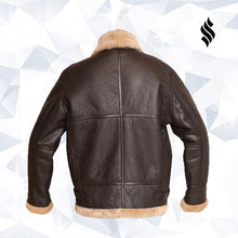 Load image into Gallery viewer, RAF Aviator Bomber Real Shearling Real Sheepskin Brown Leather Jacket - Shearling leather