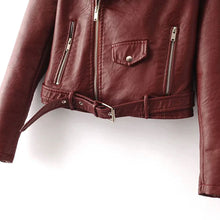 Load image into Gallery viewer, Women's Leather Biker Red Leather Jacket