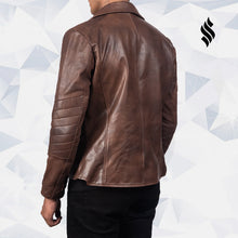 Load image into Gallery viewer, Brown Leather Biker Jacket | Biker Leather Jacket | Motorbike Jackets