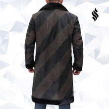 Load image into Gallery viewer, Ralph Two Tone Long Mens Shearling  Leather Trench Coat - Shearling leather
