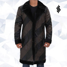Load image into Gallery viewer, Ralph Two Tone Long Mens Shearling  Leather Trench Coat - Shearling leather
