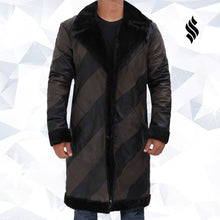 Load image into Gallery viewer, Ralph Two Tone Long Mens Shearling  Leather Trench Coat - Shearling leather
