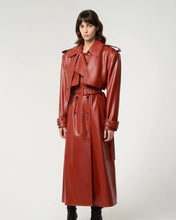 Load image into Gallery viewer, Red Lambskin Leather Trench Coat