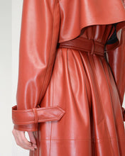 Load image into Gallery viewer, Red Lambskin Leather Trench Coat