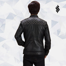 Load image into Gallery viewer, Studded Leather Biker Jacket | Studded Jackets | Biker Leather Jacket
