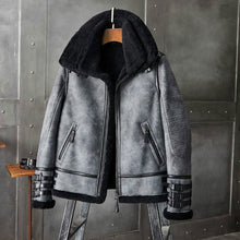 Load image into Gallery viewer, Shearling Coat Mens B3 Bomber Jacket Short Fur Coat Jacket
