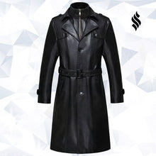 Load image into Gallery viewer, Sheepskin Men Long Leather Trench Coat - Shearling leather
