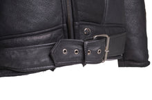 Load image into Gallery viewer, Black on Black Shearling Biker Jacket - Shearling leather