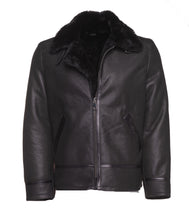 Load image into Gallery viewer, Black B3 Bomber Aviator Shearling Jacket - Shearling leather