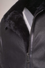 Load image into Gallery viewer, Black B3 Bomber Aviator Shearling Jacket - Shearling leather