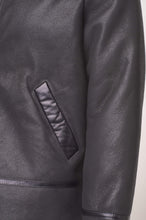 Load image into Gallery viewer, Black B3 Bomber Aviator Shearling Jacket - Shearling leather