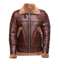 Load image into Gallery viewer, Esa Brown Bomber Sheepskin Shearling Jacket with large pockets - Shearling leather