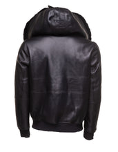 Load image into Gallery viewer, Gregos Varsity Style Sheepskin Shearling Jacket with Large Hoodie - Shearling leather