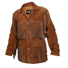Load image into Gallery viewer, Tawny Suede Leather Jacket with Fringes - Shearling leather
