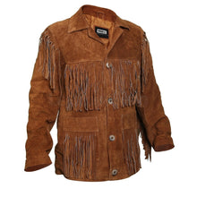 Load image into Gallery viewer, Tawny Suede Leather Jacket with Fringes - Shearling leather