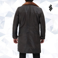 Load image into Gallery viewer, Turlock Dark Brown Shearling Leather Trench Coat Mens - Shearling leather
