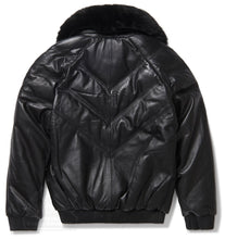 Load image into Gallery viewer, Women's V-bomber Jacket In Black - Shearling leather