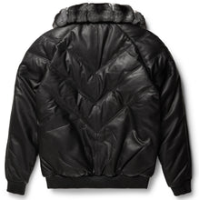 Load image into Gallery viewer, Black Leather V-Bomber Jacket - Shearling leather