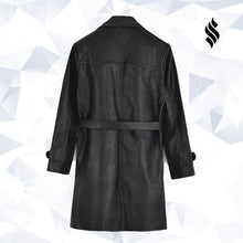 Load image into Gallery viewer, Vintage Trench Coat | Classic Black Leather Trench Coat | Long Coat