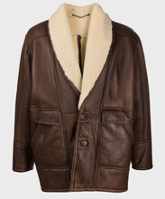 Load image into Gallery viewer, Vintage Brown Leather Shearling Jacket