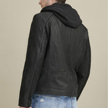 Load image into Gallery viewer, Vintage Hooded Leather Jacket
