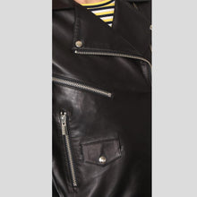 Load image into Gallery viewer, Whitley Black Biker Leather Jacket - Shearling leather