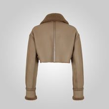 Load image into Gallery viewer, Women Cropped Brown Leather Jacket With Fur