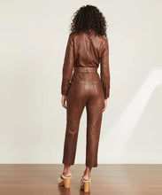 Load image into Gallery viewer, Women's Brown Utility Belted Leather jumpsuit