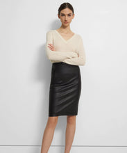 Load image into Gallery viewer, Women's Midi Black Leather Skirt