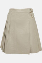 Load image into Gallery viewer, Women's Off White Buckle Leather Kilt Skirt