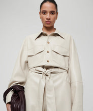 Load image into Gallery viewer, Women's creme lambskin leather dress jumpsuit