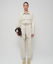 Load image into Gallery viewer, Women's creme lambskin leather dress jumpsuit
