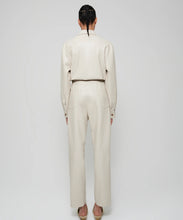 Load image into Gallery viewer, Women's creme lambskin leather dress jumpsuit
