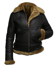 Load image into Gallery viewer, Womens Fur Aviator Flight Jacket - Shearling leather