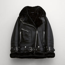 Load image into Gallery viewer, Black Women B3 RAF Aviator Styled Sheepskin Shearling Leather Jacket