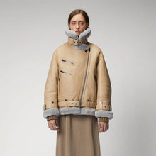 Load image into Gallery viewer, Women RAF Aviator Styled Lambskin Shearling Leather Jacket