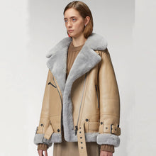 Load image into Gallery viewer, Women RAF Aviator Styled Lambskin Shearling Leather Jacket
