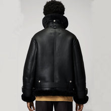 Load image into Gallery viewer, Black Women B3 RAF Aviator Styled Sheepskin Shearling Leather Jacket