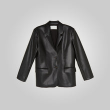 Load image into Gallery viewer, Womens Black Soft Leather Blazer