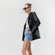 Load image into Gallery viewer, Womens Black Soft Leather Blazer