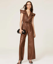 Load image into Gallery viewer, Womens Brown Sheepskin Leather Jumpsuit