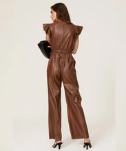 Load image into Gallery viewer, Womens Brown Sheepskin Leather Jumpsuit