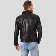 Load image into Gallery viewer, Arthur Black Biker Leather Jacket - Shearling leather