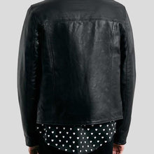 Load image into Gallery viewer, Caleb Black Biker Leather Jacket - Shearling leather