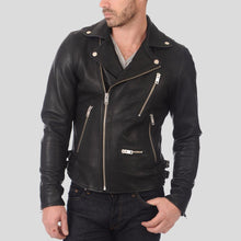 Load image into Gallery viewer, Coby Black Biker Leather Jacket - Shearling leather