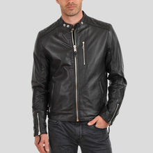 Load image into Gallery viewer, Fraser Black Biker Leather Jacket - Shearling leather