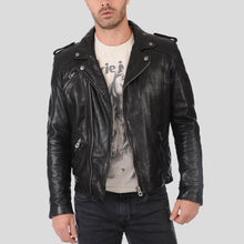Load image into Gallery viewer, Gregor Black Biker Leather Jacket - Shearling leather